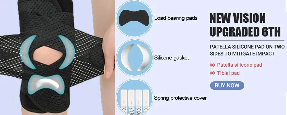V-shaped Two-way Strap Sport Knee Pads with Elastic Spring Support and Patellar Pads for Load-reducing and Compression Protection
