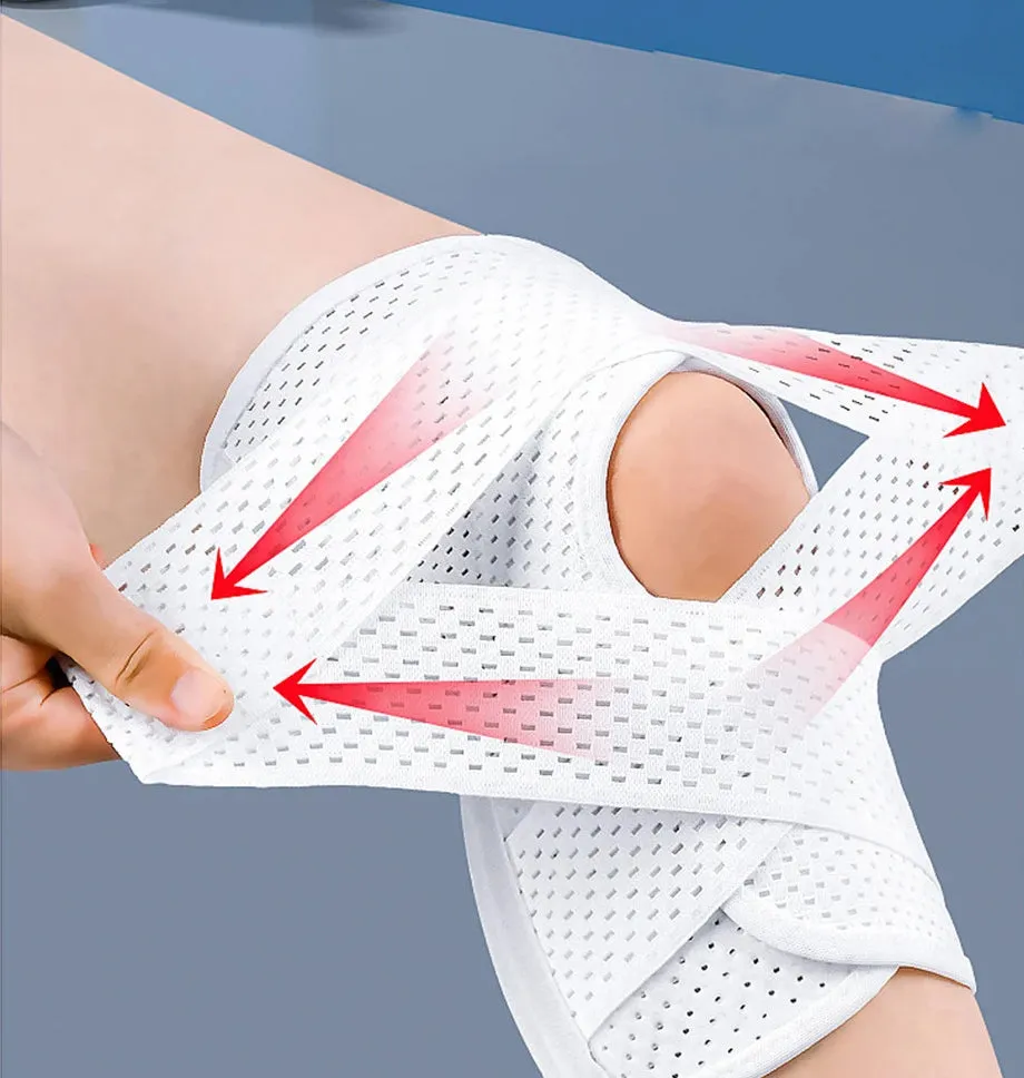 V-shaped Two-way Strap Sport Knee Pads with Elastic Spring Support and Patellar Pads for Load-reducing and Compression Protection