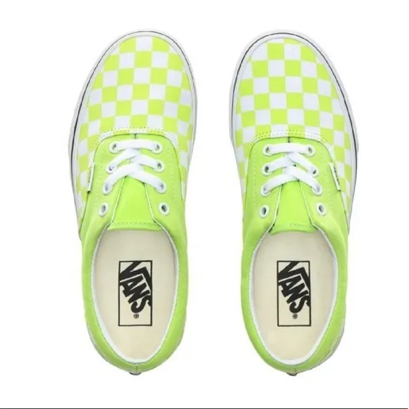 Vans Era Checkerboard Sharp Green, True White Checkerboard Shoes VN0A4BV4VXK
