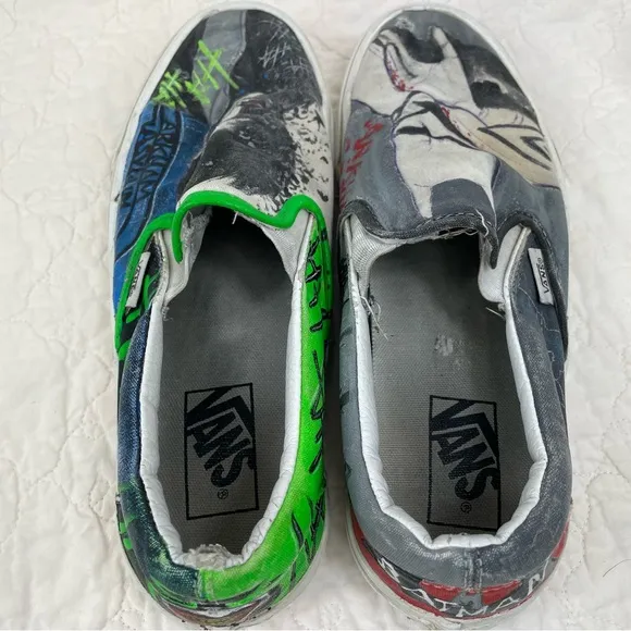 🔥Vans Hand Painted Batman &amp; Joker Custom Made Collectible Unisex Slip On Shoes