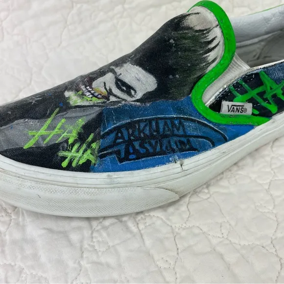 🔥Vans Hand Painted Batman &amp; Joker Custom Made Collectible Unisex Slip On Shoes
