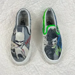 🔥Vans Hand Painted Batman &amp; Joker Custom Made Collectible Unisex Slip On Shoes