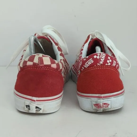 Vans Red Classic / Checkerboard Old Skool Sneakers, Men's 13