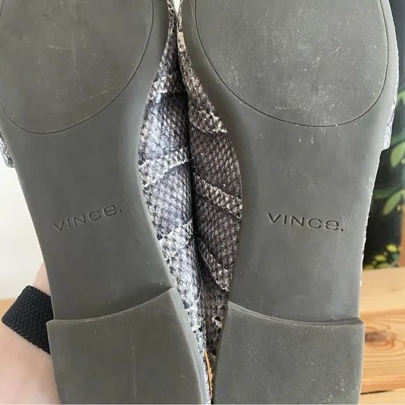 Vince Gray Snake-Embossed Leather Gena Asymmetrical Flat Mule Shoes