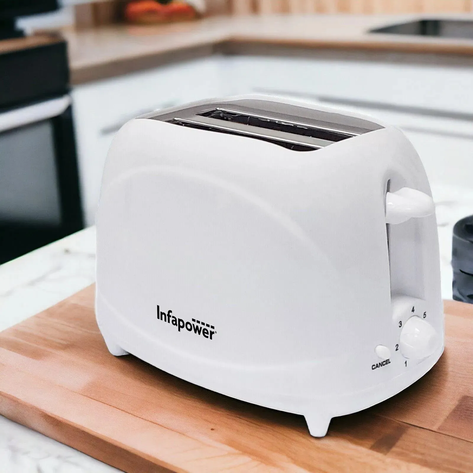 White Toaster Cool Touch 700w 2 Slice Variable Browning Defrost