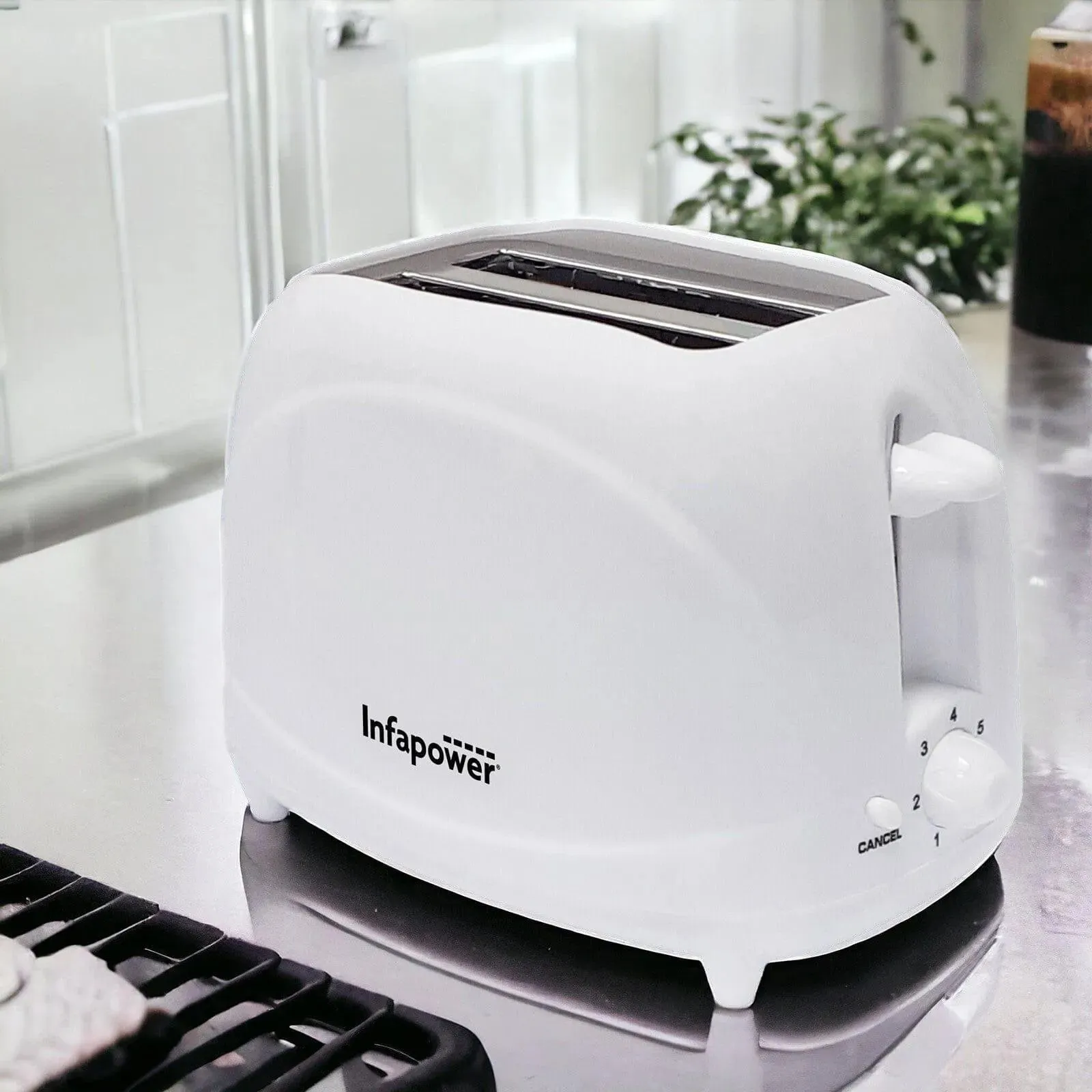 White Toaster Cool Touch 700w 2 Slice Variable Browning Defrost
