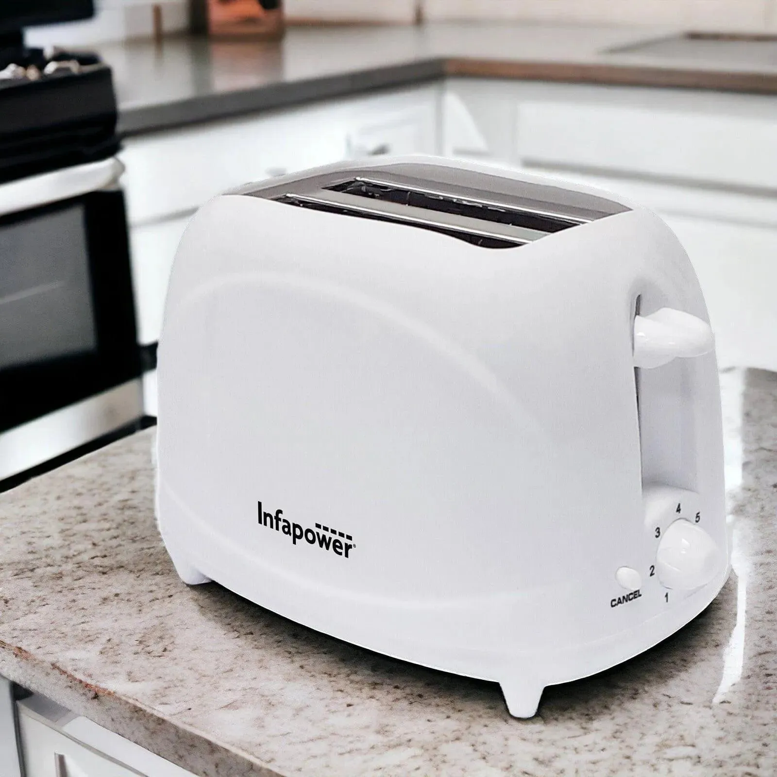 White Toaster Cool Touch 700w 2 Slice Variable Browning Defrost