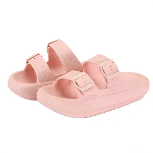 Women Men Cloud Slides for Quick Drying Non-Slip Double Buckle Pool Beach Sandals Open Toe Soft Thick Sole Cushioned Pillow Slippers Bathroom Massage Spa Shower Shoes