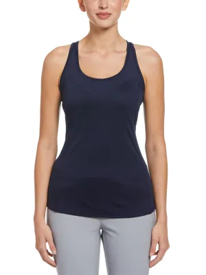 Women's Essential Solid Tennis Tank with Mesh Front Panel