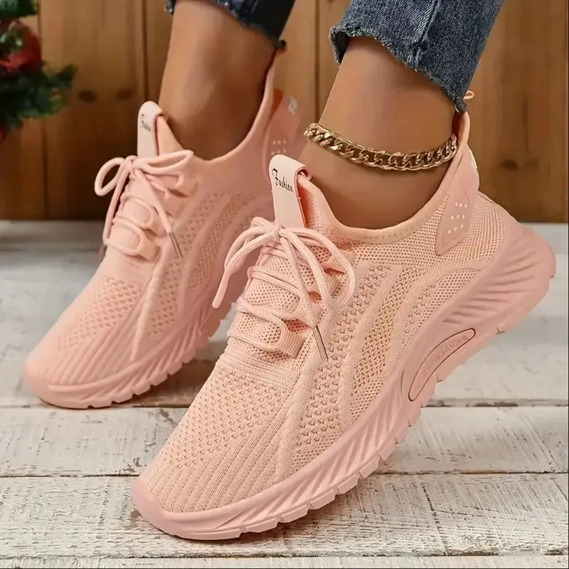Women's Knit Trainers - Lightweight Breathable Running Shoes