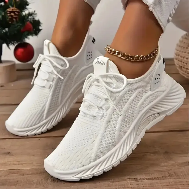 Women's Knit Trainers - Lightweight Breathable Running Shoes