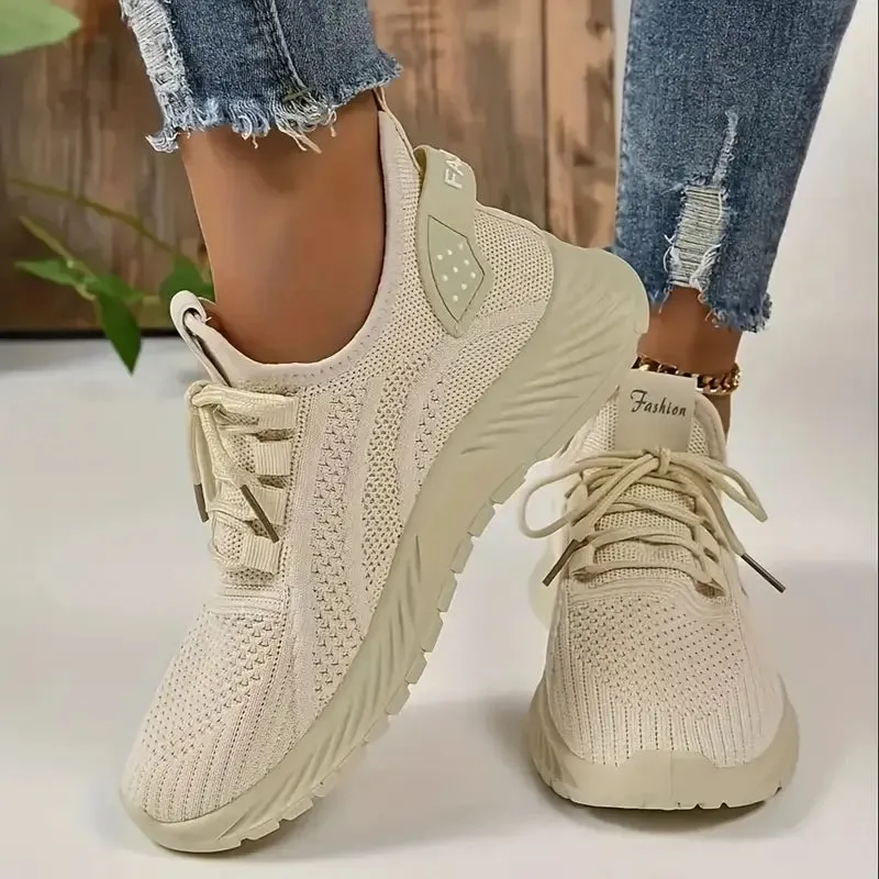 Women's Knit Trainers - Lightweight Breathable Running Shoes
