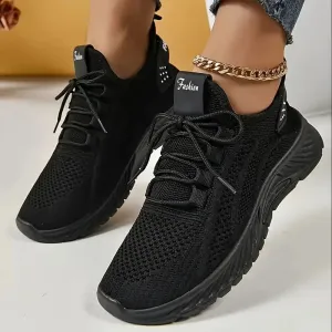 Women's Knit Trainers - Lightweight Breathable Running Shoes