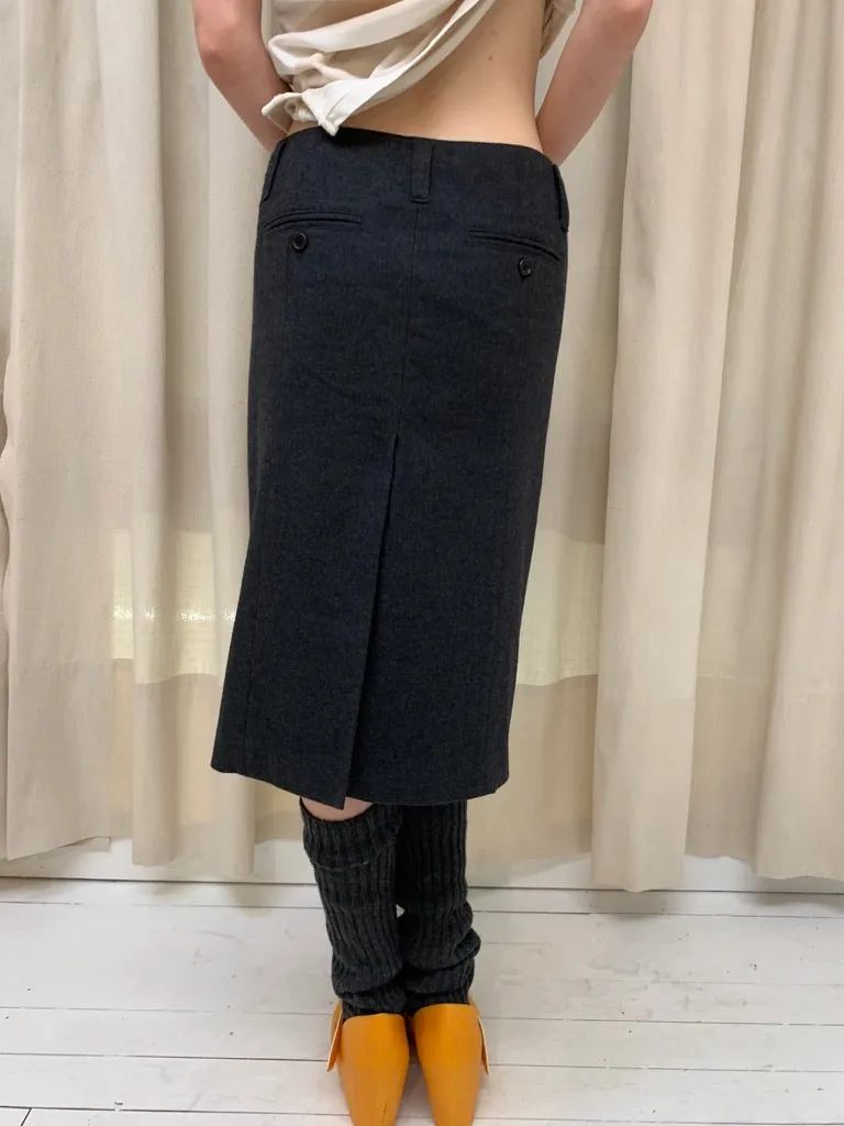 Wool mid-length skirt, charcoal