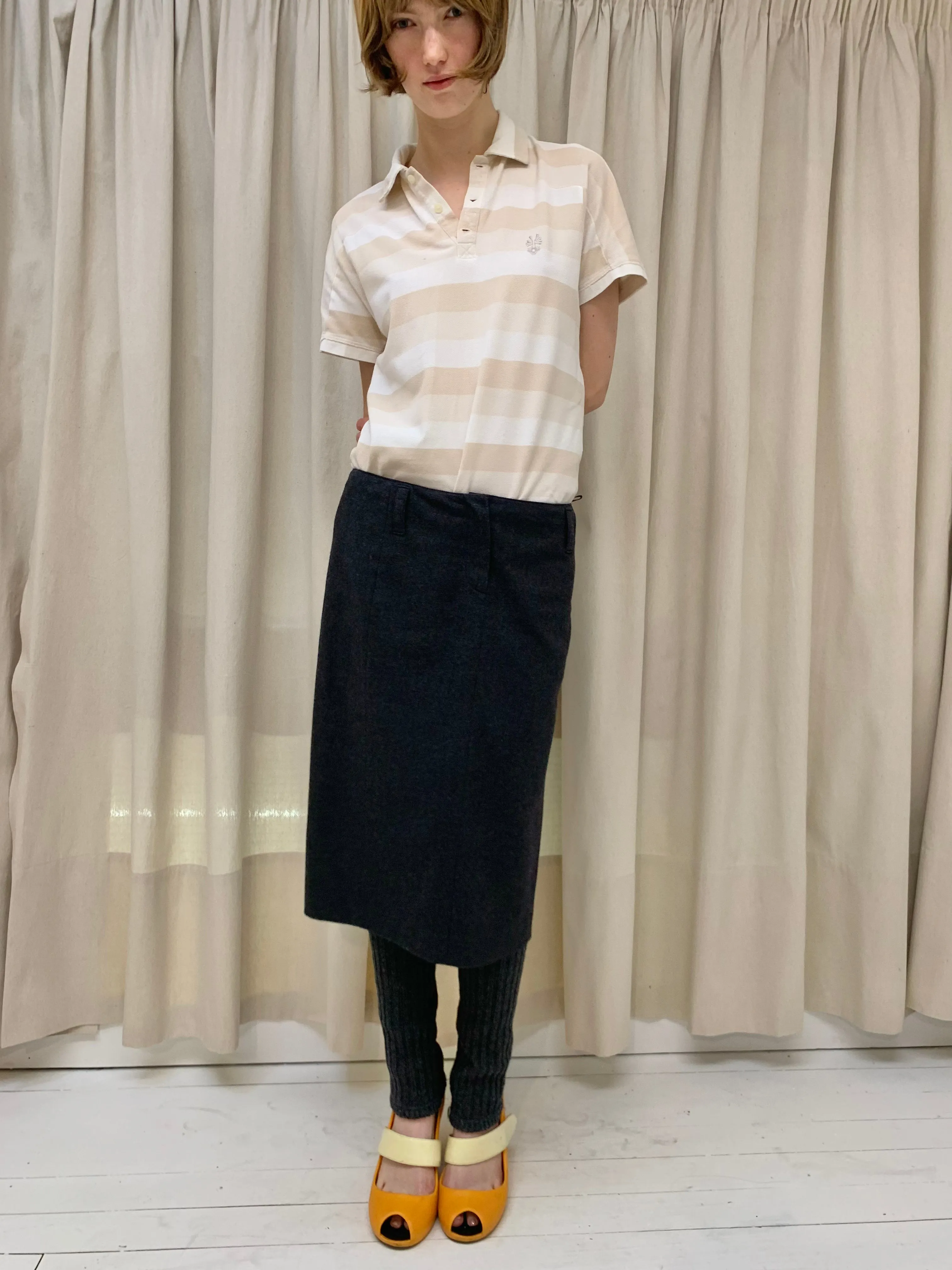 Wool mid-length skirt, charcoal